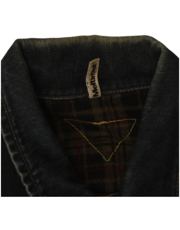 Meltin' Pot Mens Denim Jacket UK 36 Small Navy Blue