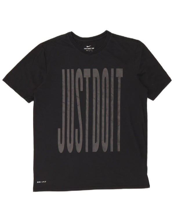 Nike Mens Dri Fit Graphic T-Shirt Top Large Black Cotton