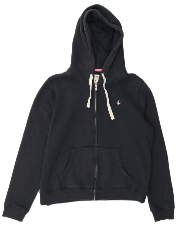 Jack Wills Womens Zip Hoodie Sweater UK 16 Large Navy Blue Cotton