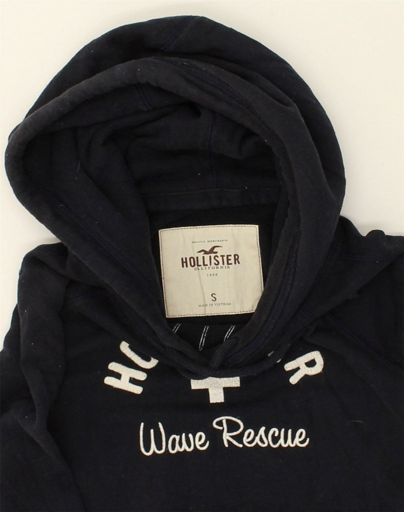 HOLLISTER Womens Graphic Hoodie Jumper UK 10 Small Navy Blue Cotton | Vintage Hollister | Thrift | Second-Hand Hollister | Used Clothing | Messina Hembry 