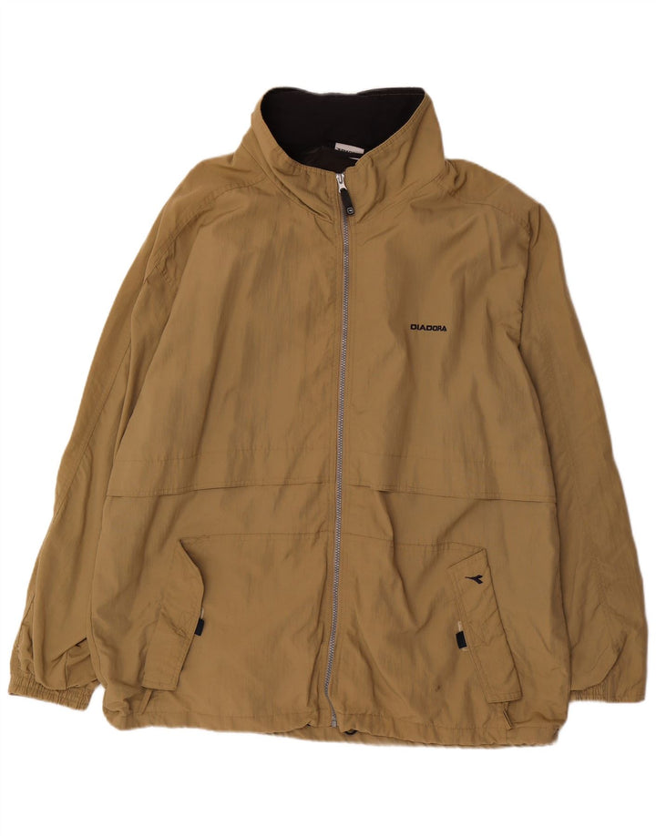 Diadora Mens Hooded Rain Jacket UK 40 Large Khaki Polyamide