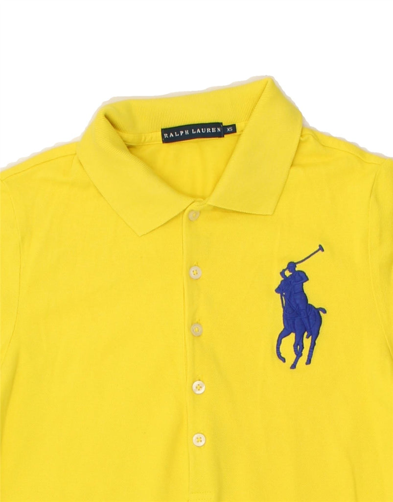 RALPH LAUREN Womens Polo Shirt UK 4 XS Yellow Cotton | Vintage Ralph Lauren | Thrift | Second-Hand Ralph Lauren | Used Clothing | Messina Hembry 