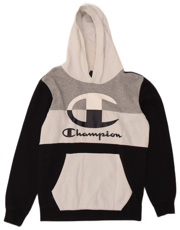 Champion Boys Graphic Hoodie Jumper 13-14 Years XL Navy Blue Colourblock
