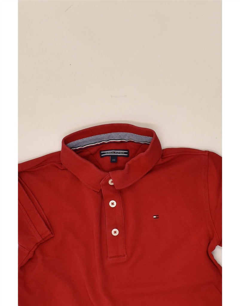 TOMMY HILFIGER Boys Polo Shirt 9-10 Years Red Cotton | Vintage Tommy Hilfiger | Thrift | Second-Hand Tommy Hilfiger | Used Clothing | Messina Hembry 