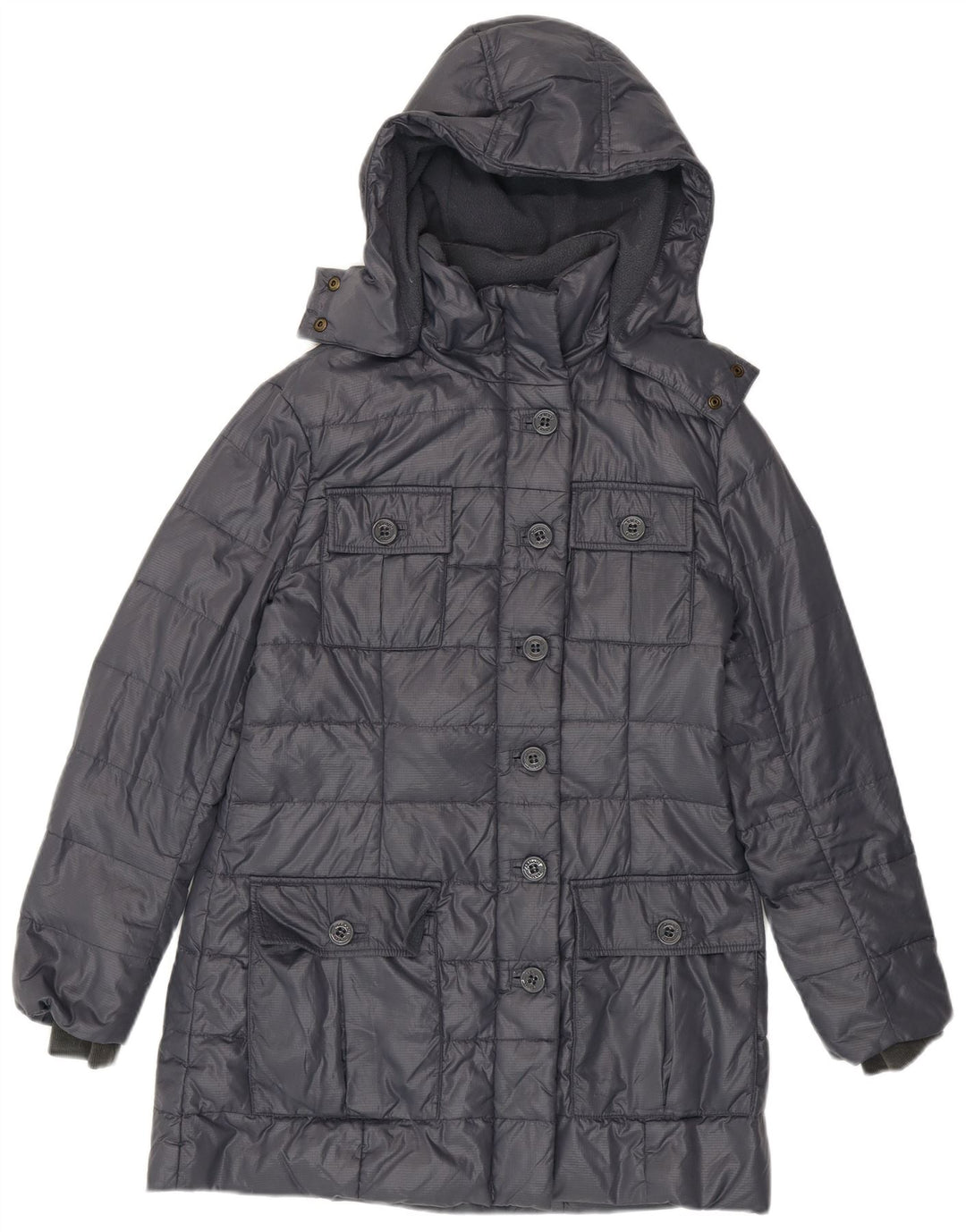 Armani Jeans Womens Hooded Padded Coat EU 38 Medium Grey