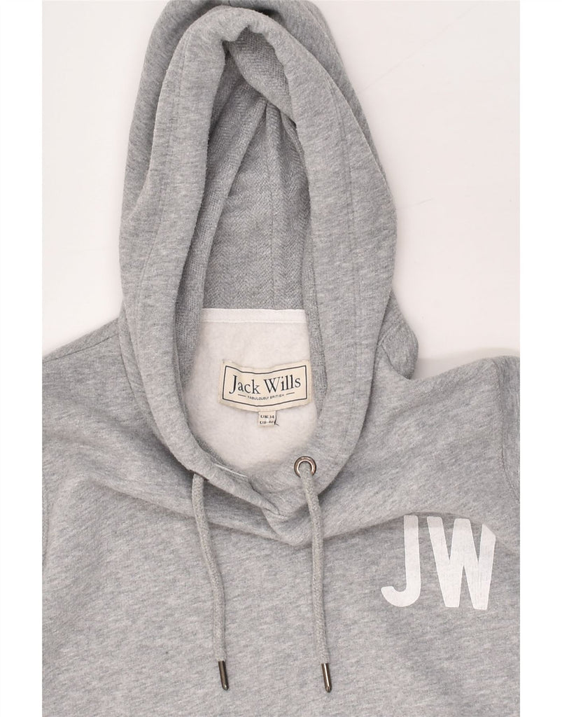 JACK WILLS Womens Graphic Hoodie Jumper UK 14 Large Grey Cotton | Vintage Jack Wills | Thrift | Second-Hand Jack Wills | Used Clothing | Messina Hembry 