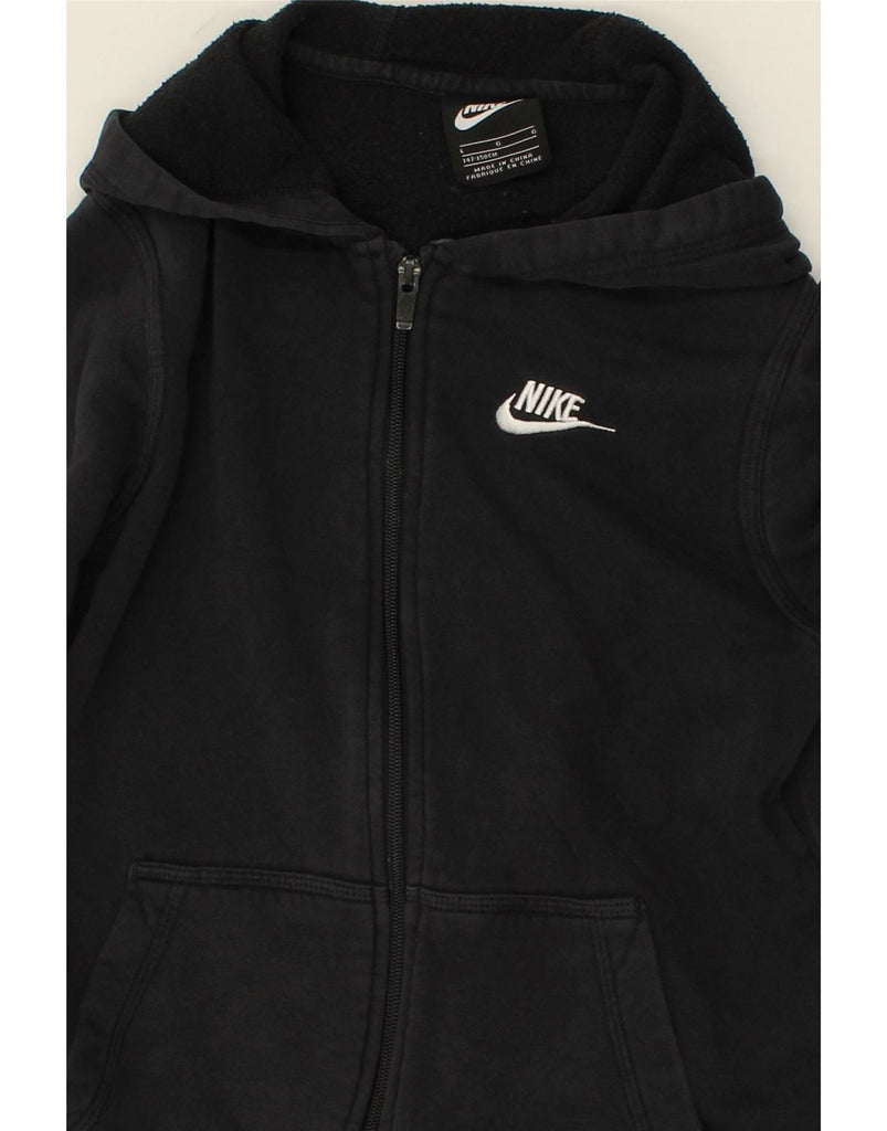 NIKE Boys Zip Hoodie Sweater 12-13 Years Large  Black Cotton Vintage Nike and Second-Hand Nike from Messina Hembry 