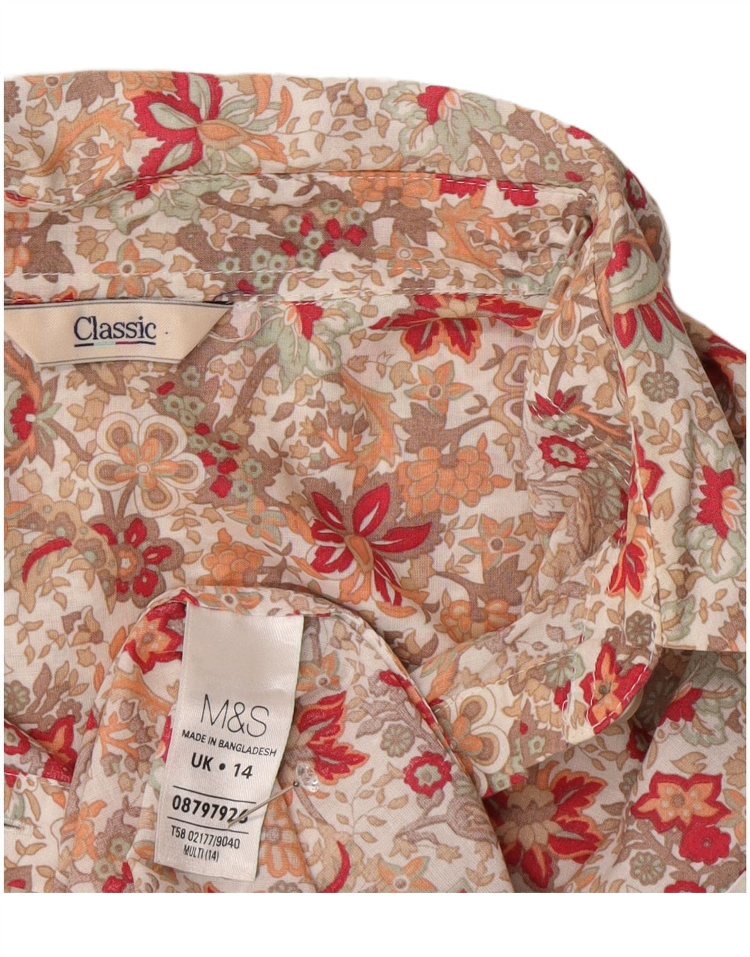 Marks & Spencer Womens Shirt UK 14 Large Multicoloured Floral Cotton
