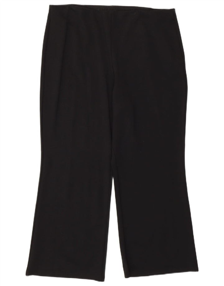 DKNY Womens High Waist Straight Capri Trousers XL W36 L24 Black Rayon