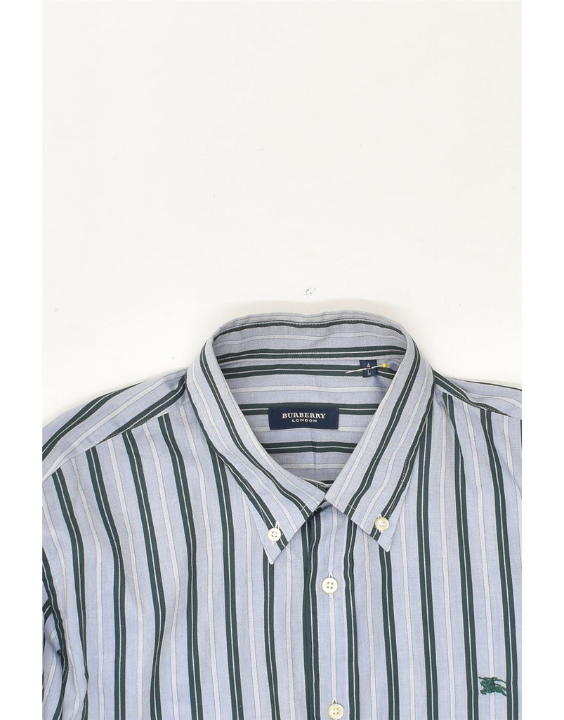 BURBERRY Mens Shirt Large Blue Striped Cotton | Vintage Burberry | Thrift | Second-Hand Burberry | Used Clothing | Messina Hembry 