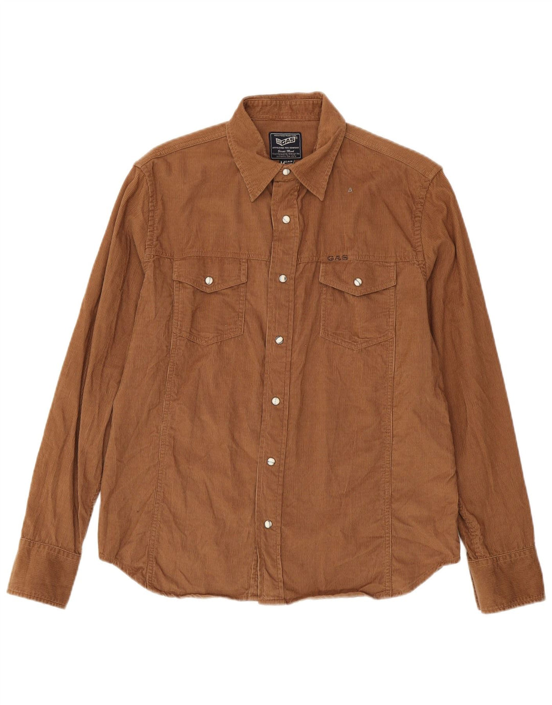 Gas Mens Corduroy Shirt Medium Brown Cotton