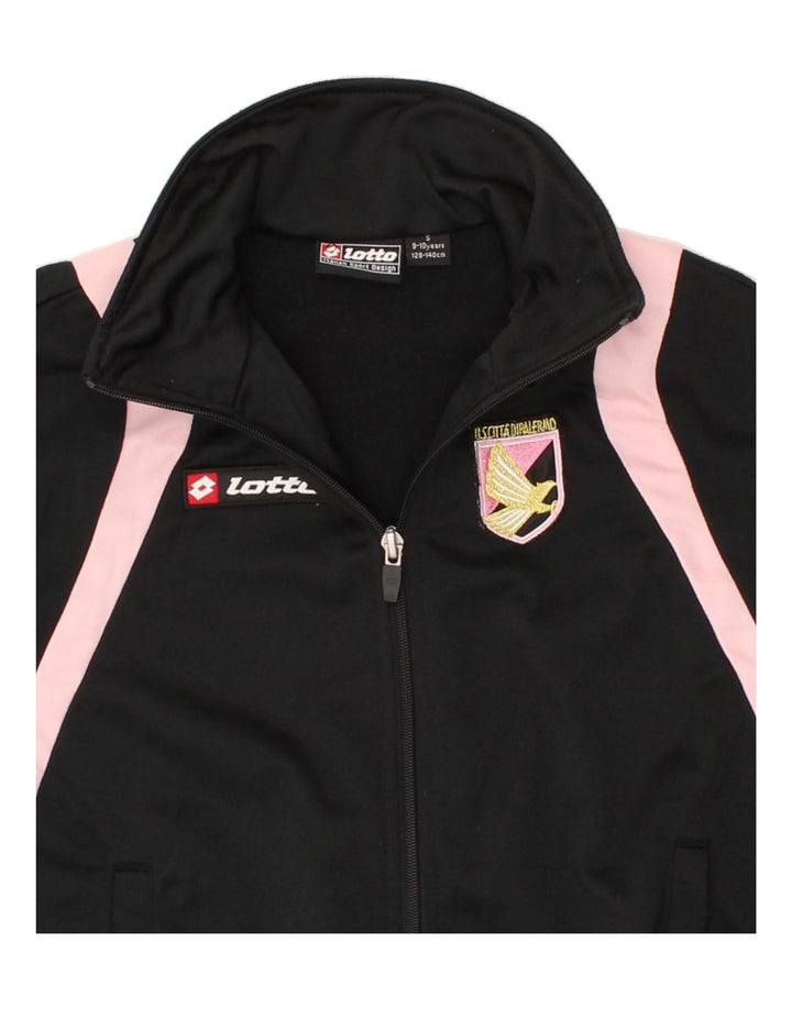LOTTO Girls Graphic Tracksuit Top Jacket 9-10 Years Small Black Vintage Lotto and Second-Hand Lotto from Messina Hembry 