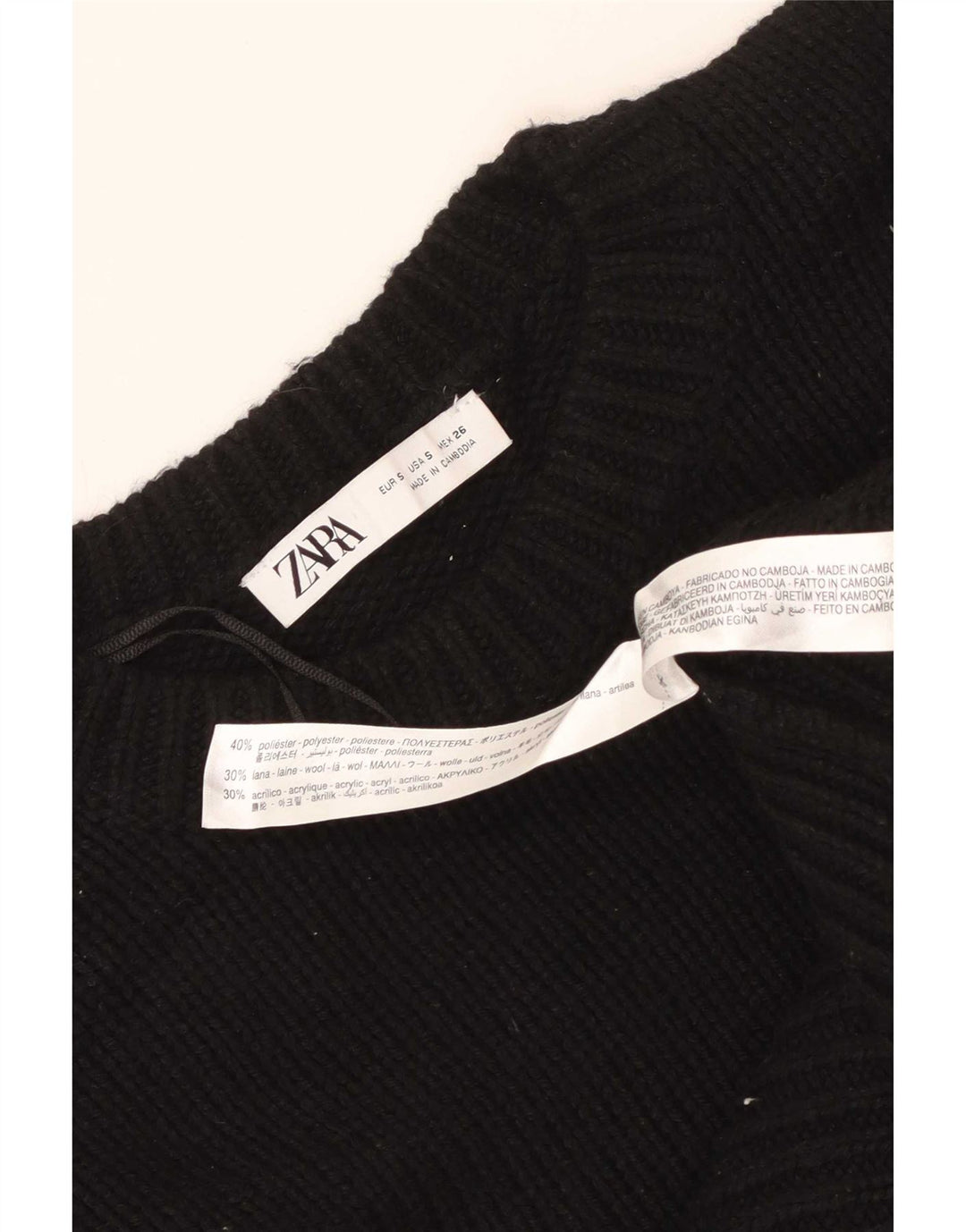 Zara Womens Oversized Crew Neck Jumper Sweater UK 10 Small Black Polyester