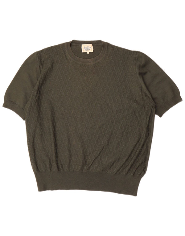 Luisa Spagnoli Womens Crew Neck Jumper Sweater UK 16 Large Khaki