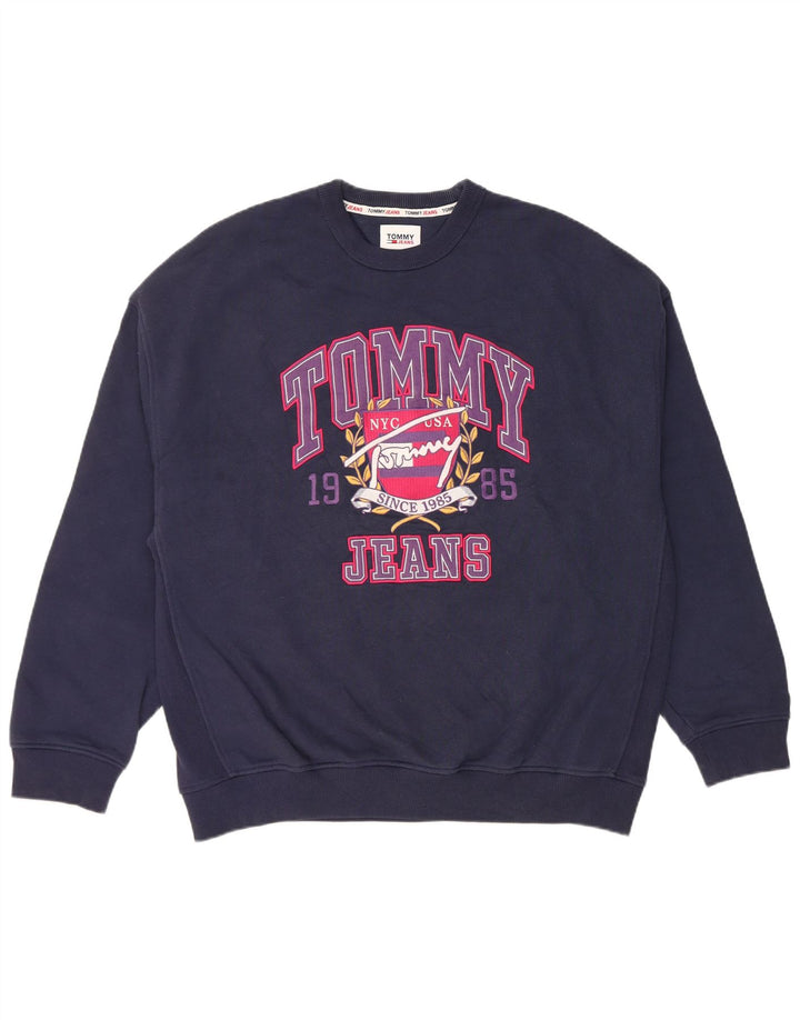 Tommy Hilfiger Mens Graphic Relaxed Fit Sweatshirt Jumper Medium Navy Blue