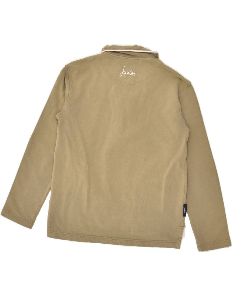 JOULES Womens Zip Neck Sweatshirt Jumper UK 6 XS Khaki Cotton | Vintage Joules | Thrift | Second-Hand Joules | Used Clothing | Messina Hembry 