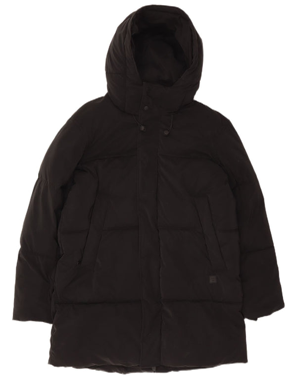Zara Mens Hooded Padded Coat UK 38 Medium Black