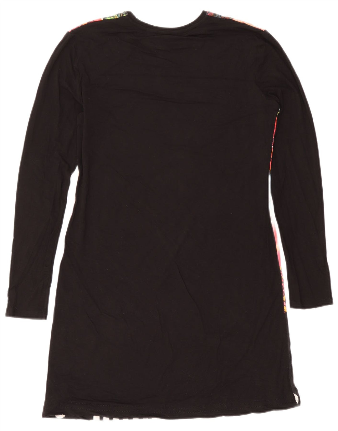 Desigual Womens Long Sleeve T-Shirt Dress UK 14 Medium Black Patchwork