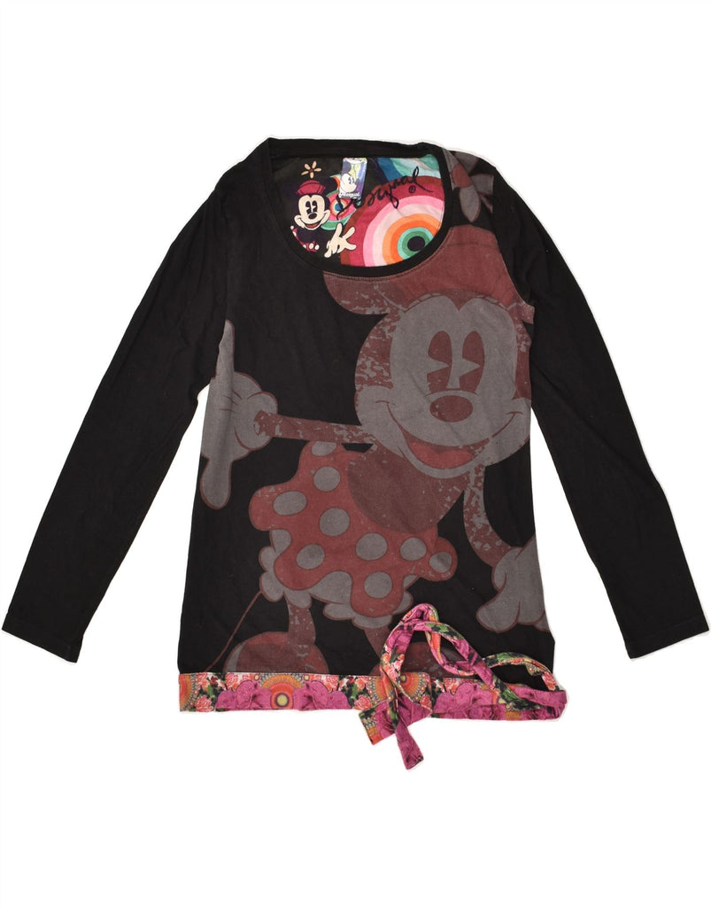 DESIGUAL Girls Mickey Mouse Graphic Top Long Sleeve 12-13 Years XL Black Vintage Desigual and Second-Hand Desigual from Messina Hembry 