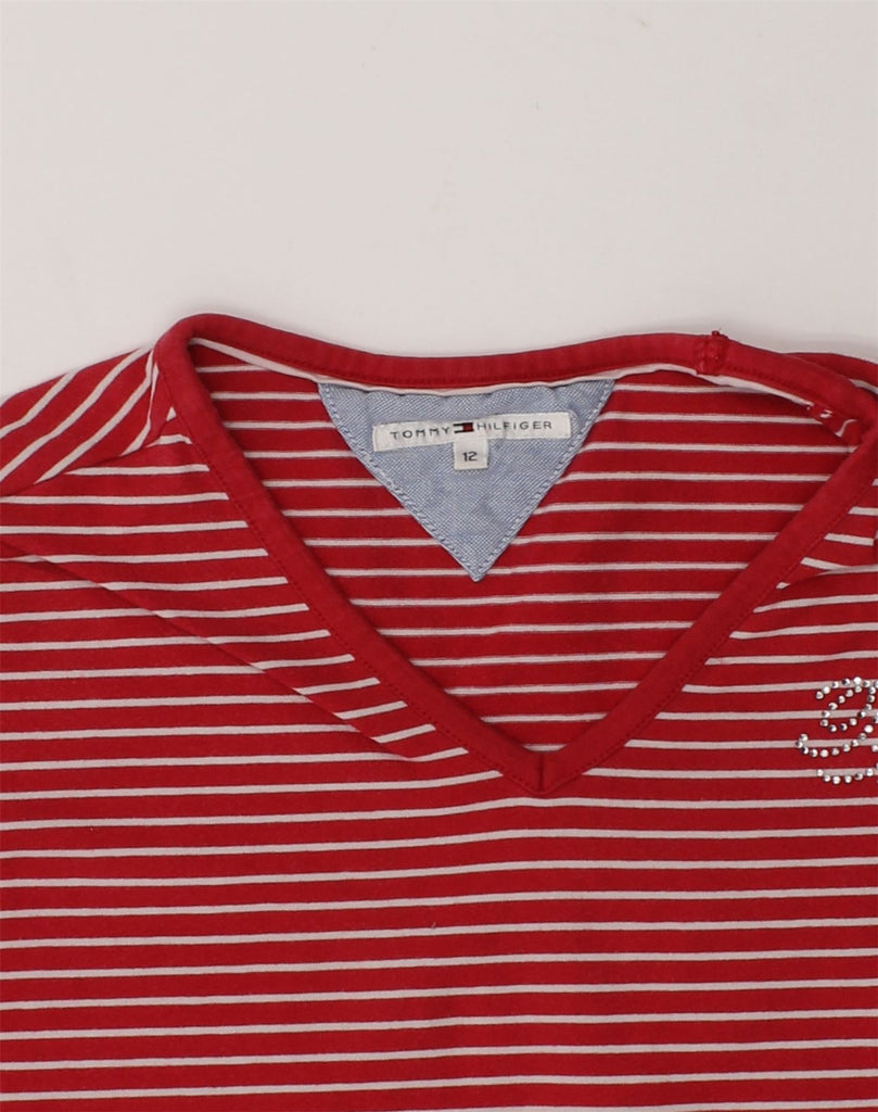 TOMMY HILFIGER Girls T-Shirt Top 11-12 Years Red Striped Cotton | Vintage Tommy Hilfiger | Thrift | Second-Hand Tommy Hilfiger | Used Clothing | Messina Hembry 