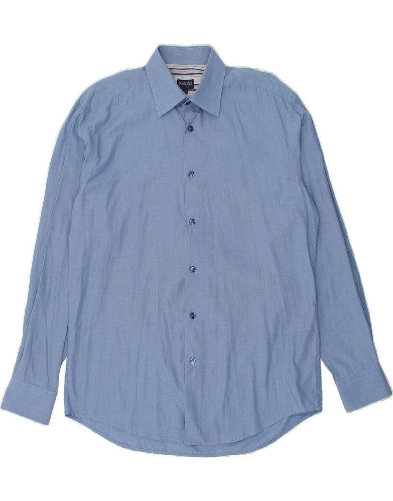 KENZO Mens Shirt Size 39 15 1/2 Medium Blue Cotton | Vintage Kenzo | Thrift | Second-Hand Kenzo | Used Clothing | Messina Hembry 