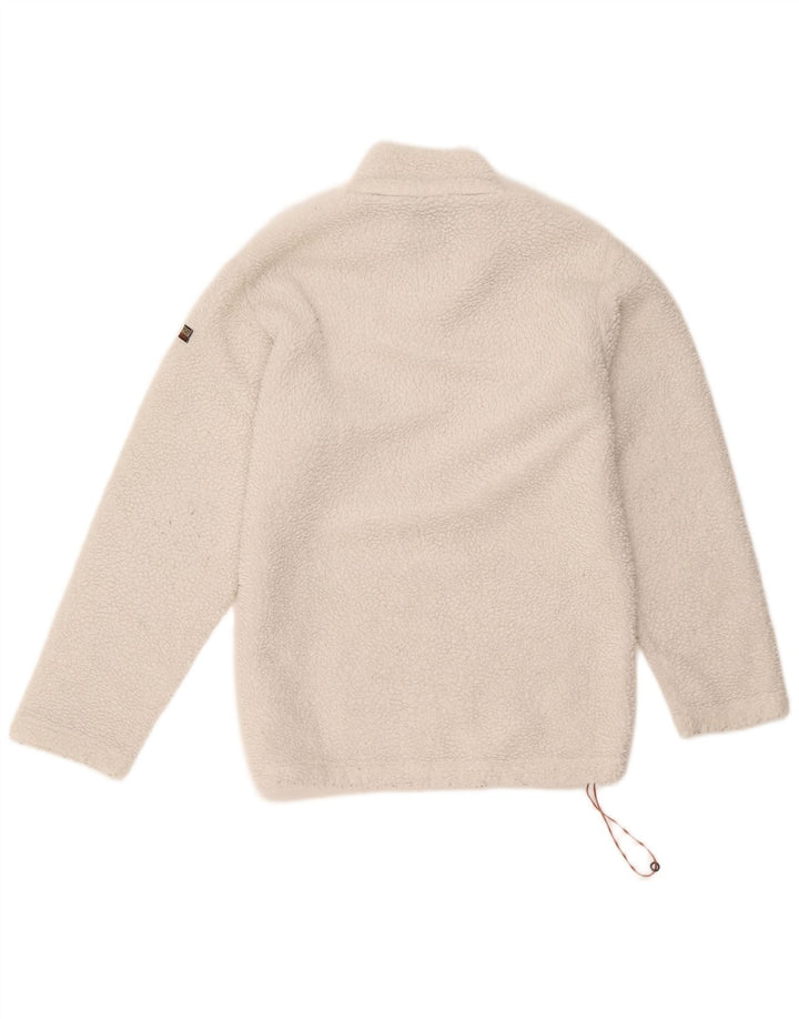 Napapijri Mens Geographic Zip Neck Fleece Jumper Small White Polyester