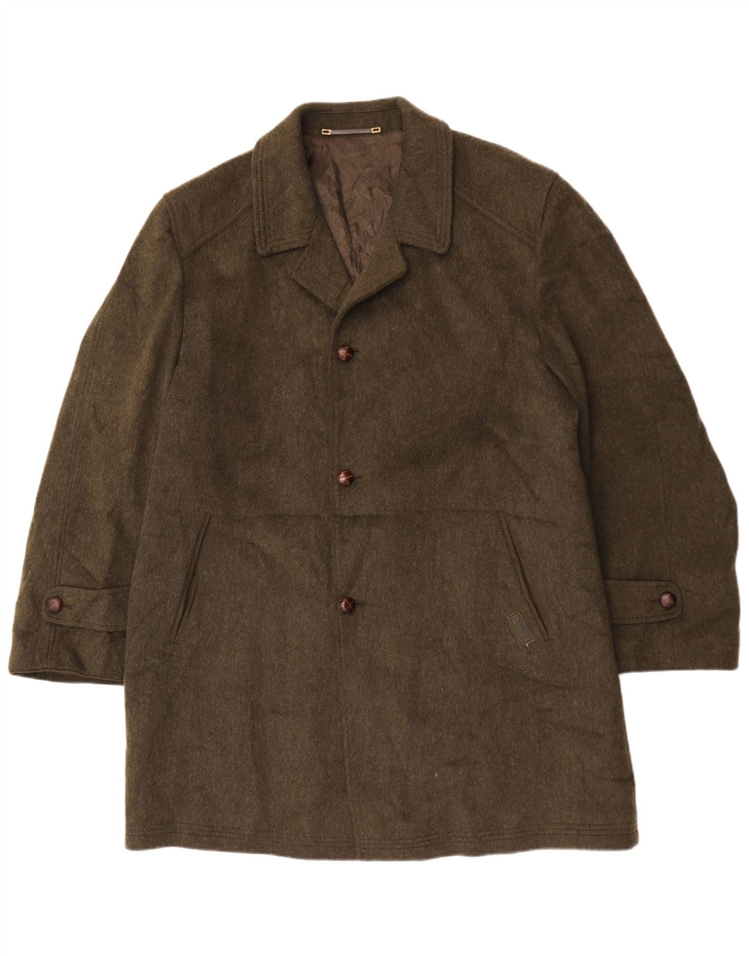 Rehbochloden Mens Overcoat EU 52 XL Khaki Wool