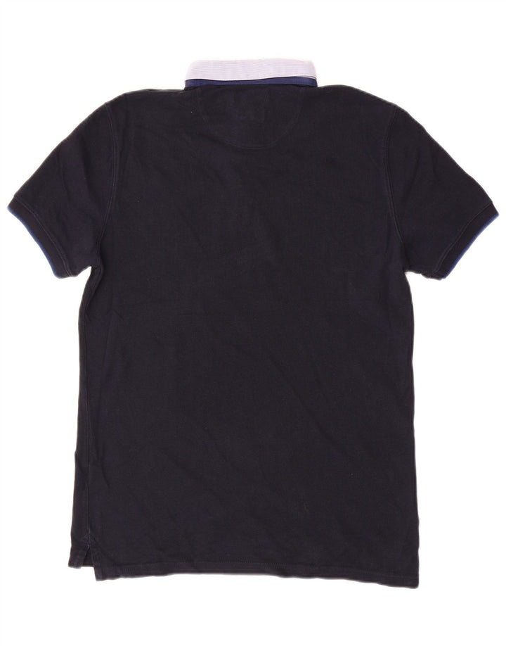 Massimo Dutti Mens Casual Fit Polo Shirt Medium Navy Blue Cotton