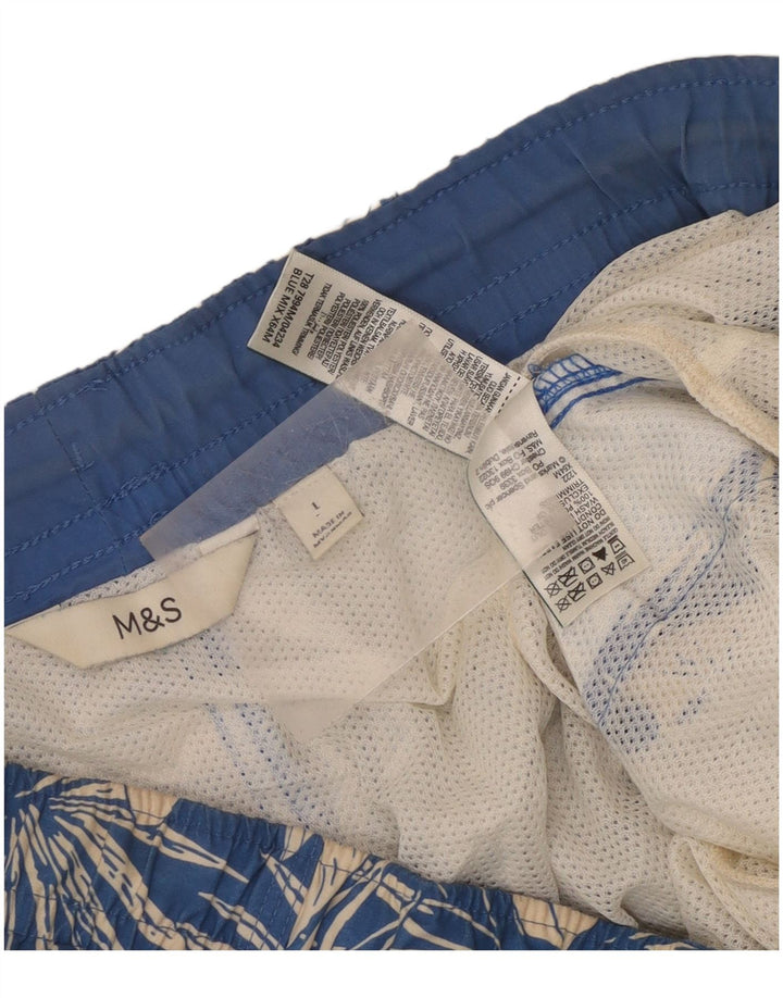 Marks & Spencer Mens Swimming Shorts Large  Blue Floral Polyester
