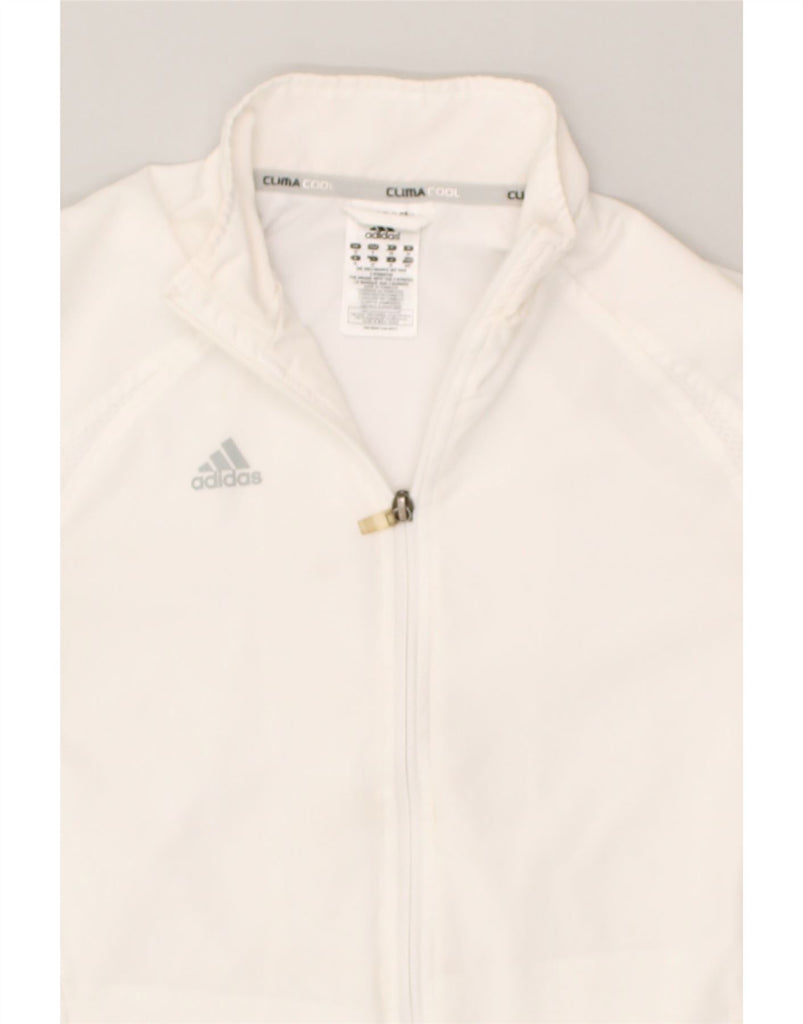 ADIDAS Womens Tracksuit Top Jacket UK 10 Small White Polyester | Vintage Adidas | Thrift | Second-Hand Adidas | Used Clothing | Messina Hembry 