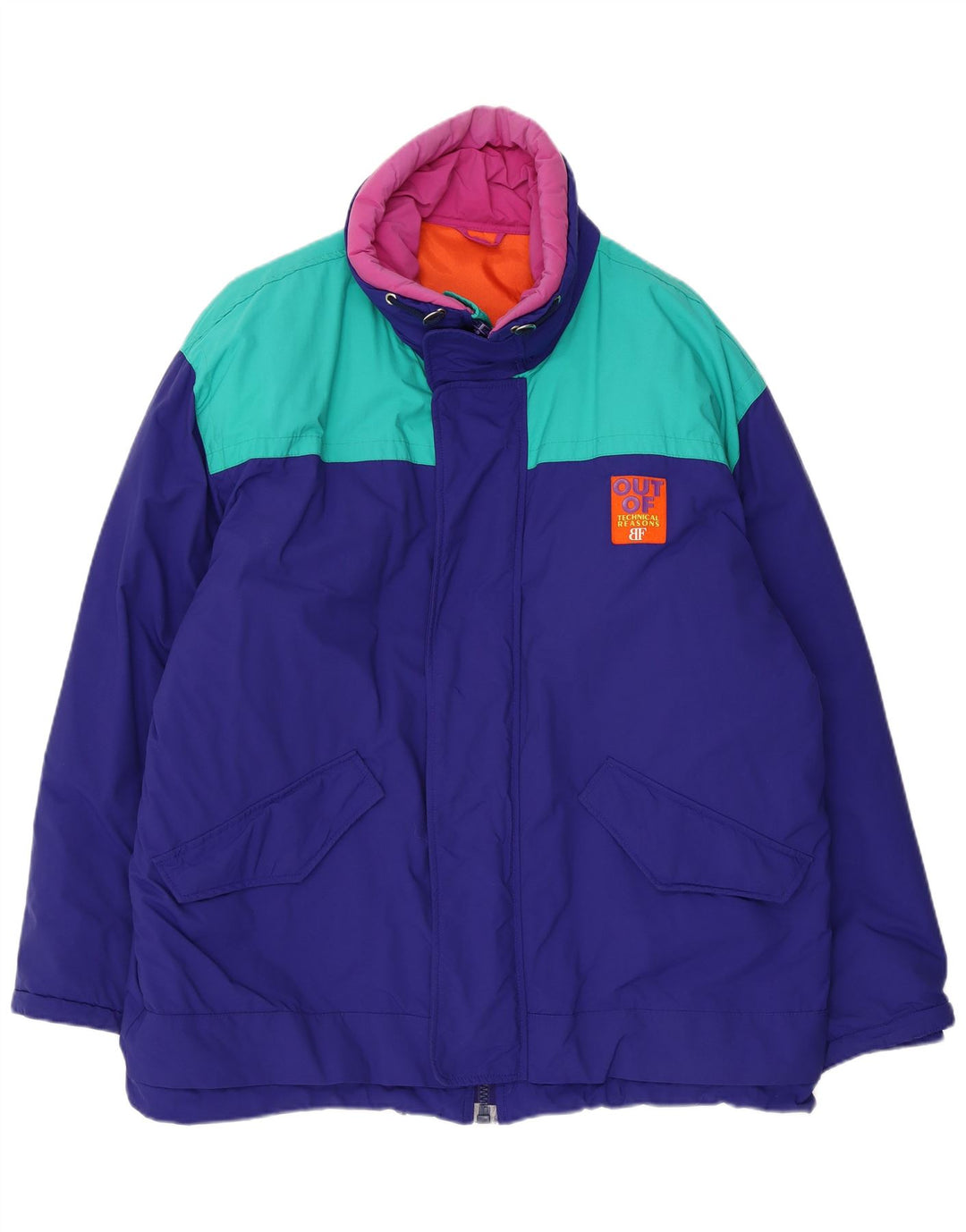 Belfe Mens Windbreaker Jacket UK 44 2XL Blue Colourblock Nylon