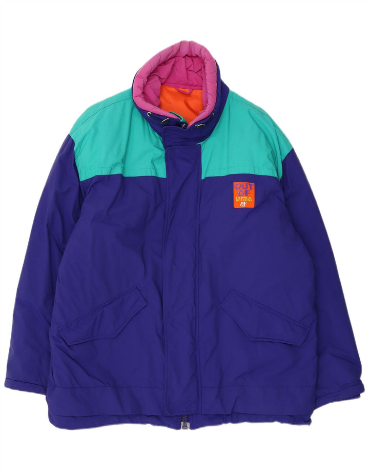 Belfe Mens Windbreaker Jacket UK 44 2XL Blue Colourblock Nylon