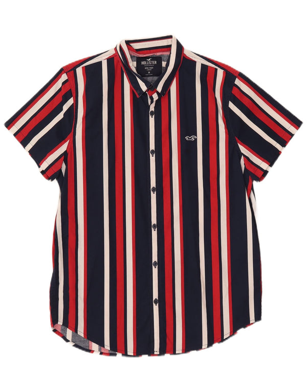 Hollister Mens Short Sleeve Shirt Medium Navy Blue Striped