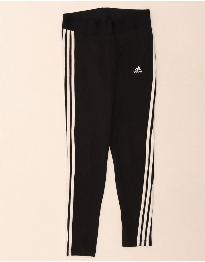 ADIDAS Womens Leggings UK 12/14 Medium  Black Cotton Vintage Adidas and Second-Hand Adidas from Messina Hembry 