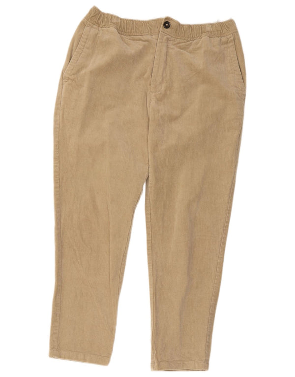 Zara Womens Tapered Corduroy Trousers XL W30 L25 Beige Cotton