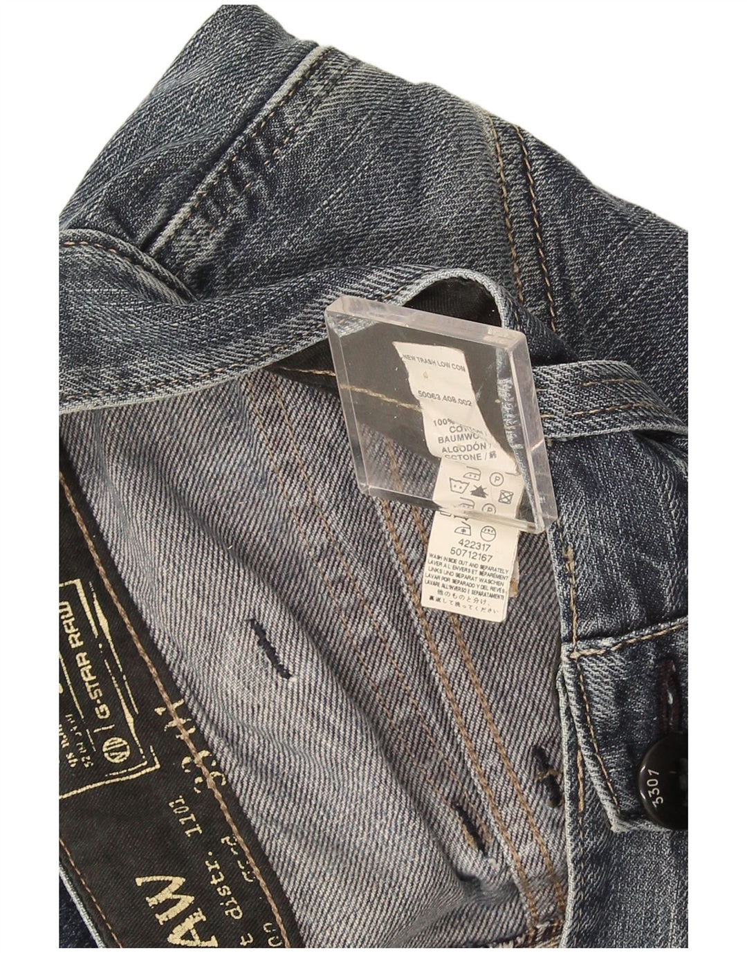 G-Star Mens 3301 Bootcut Jeans W36 L34 Blue Cotton
