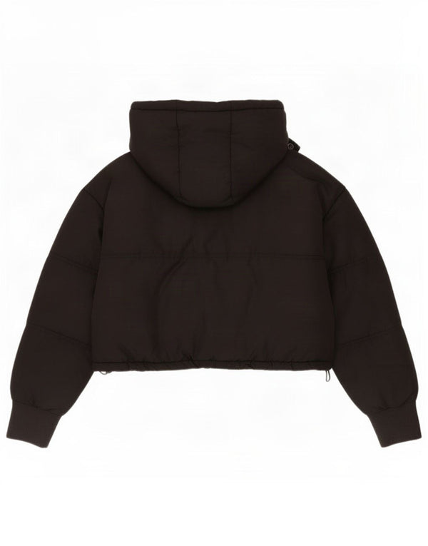 Topshop Womens Crop Hooded Oversized Padded Jacket UK 8 Small Black