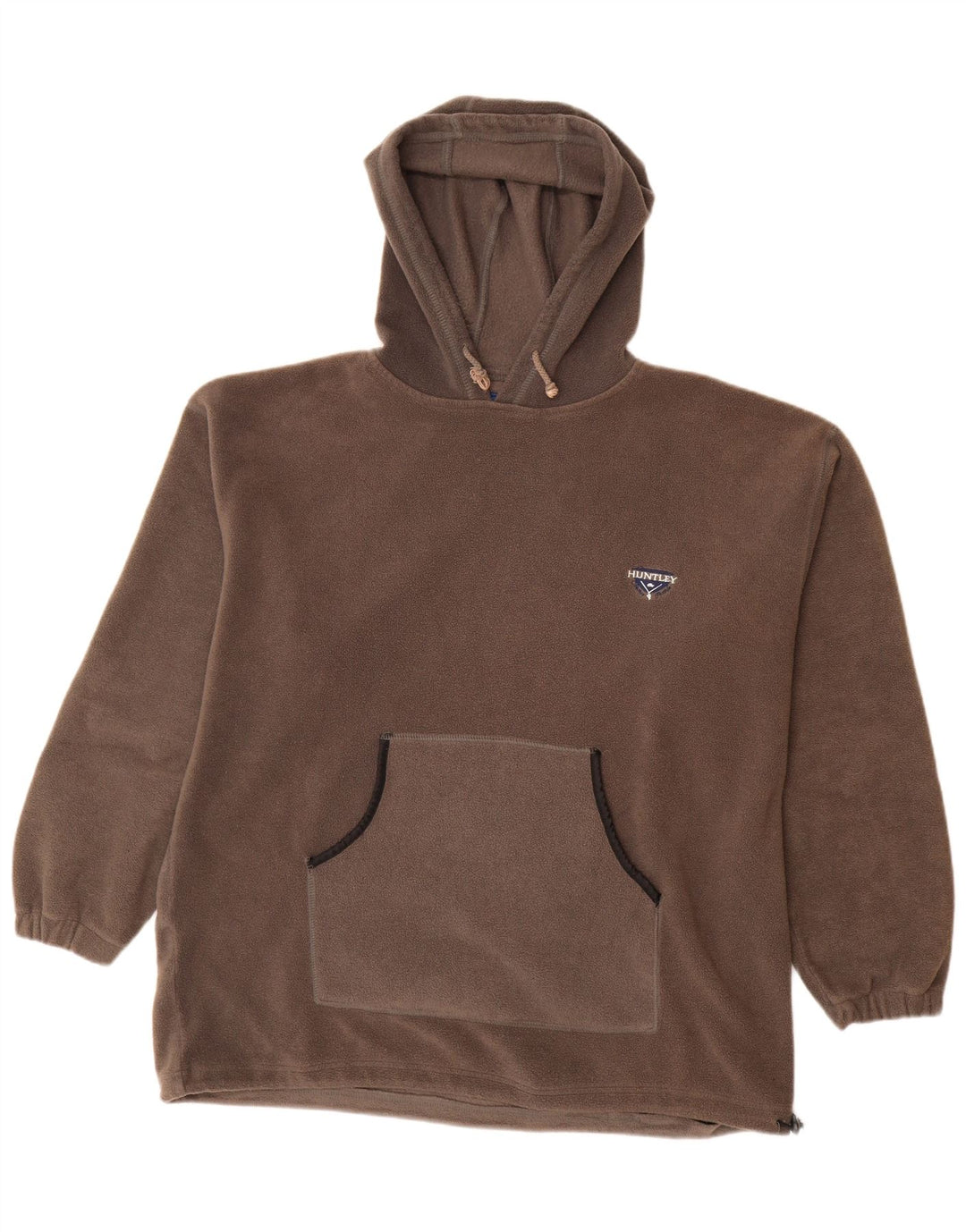 VINTAGE Mens Hooded Fleece Jumper Large Grey Polyester