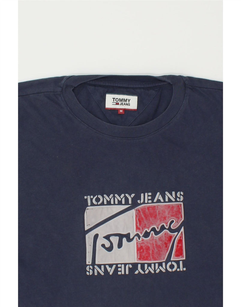 TOMMY HILFIGER Mens Graphic T-Shirt Top Medium Navy Blue Cotton | Vintage Tommy Hilfiger | Thrift | Second-Hand Tommy Hilfiger | Used Clothing | Messina Hembry 