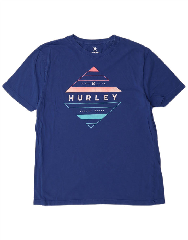 Hurley Mens Graphic T-Shirt Top Medium Blue Cotton