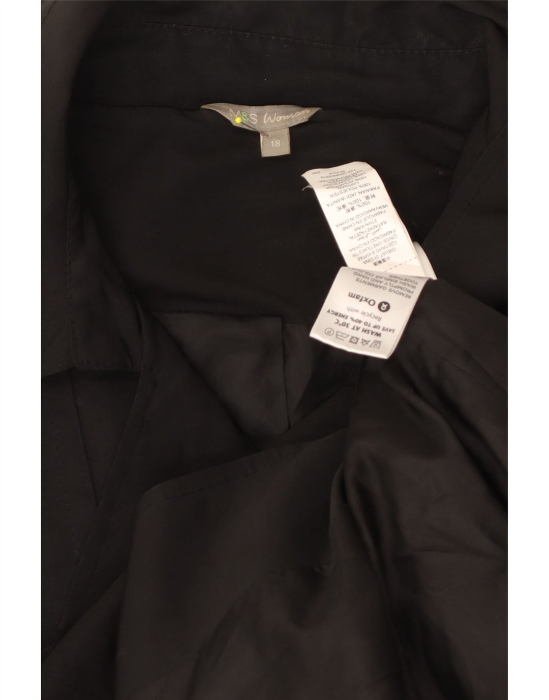Marks & Spencer Womens Trench Coat UK 18 XL Black Polyester