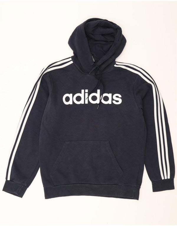 Adidas Mens Graphic Hoodie Jumper Medium Navy Blue Cotton