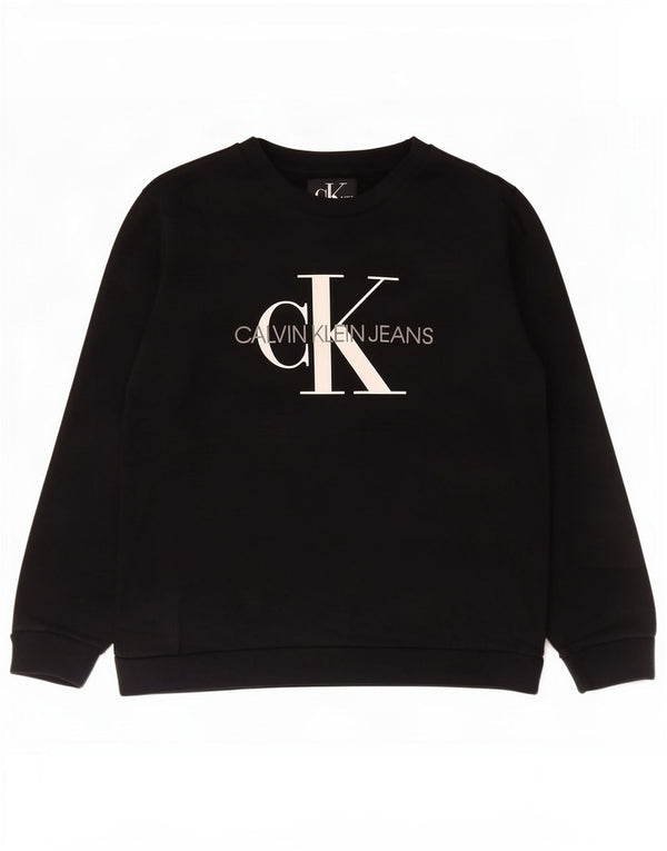 Calvin Klein Jeans Mens Graphic Sweatshirt Jumper Medium Black Cotton