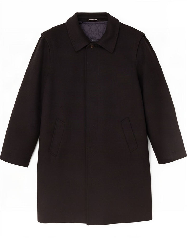 Vintage Mens Overcoat IT 52 XL Black Wool
