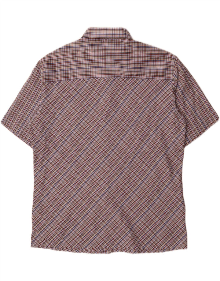 FRENCH CONNECTION Mens Short Sleeve Shirt Large Purple Check Polyester