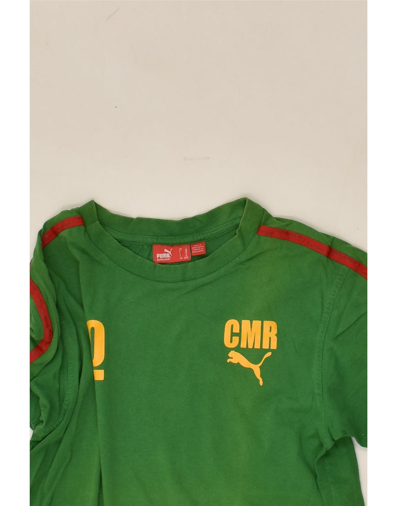 PUMA Boys Graphic T-Shirt Top 11-12 Years Green Cotton | Vintage Puma | Thrift | Second-Hand Puma | Used Clothing | Messina Hembry 