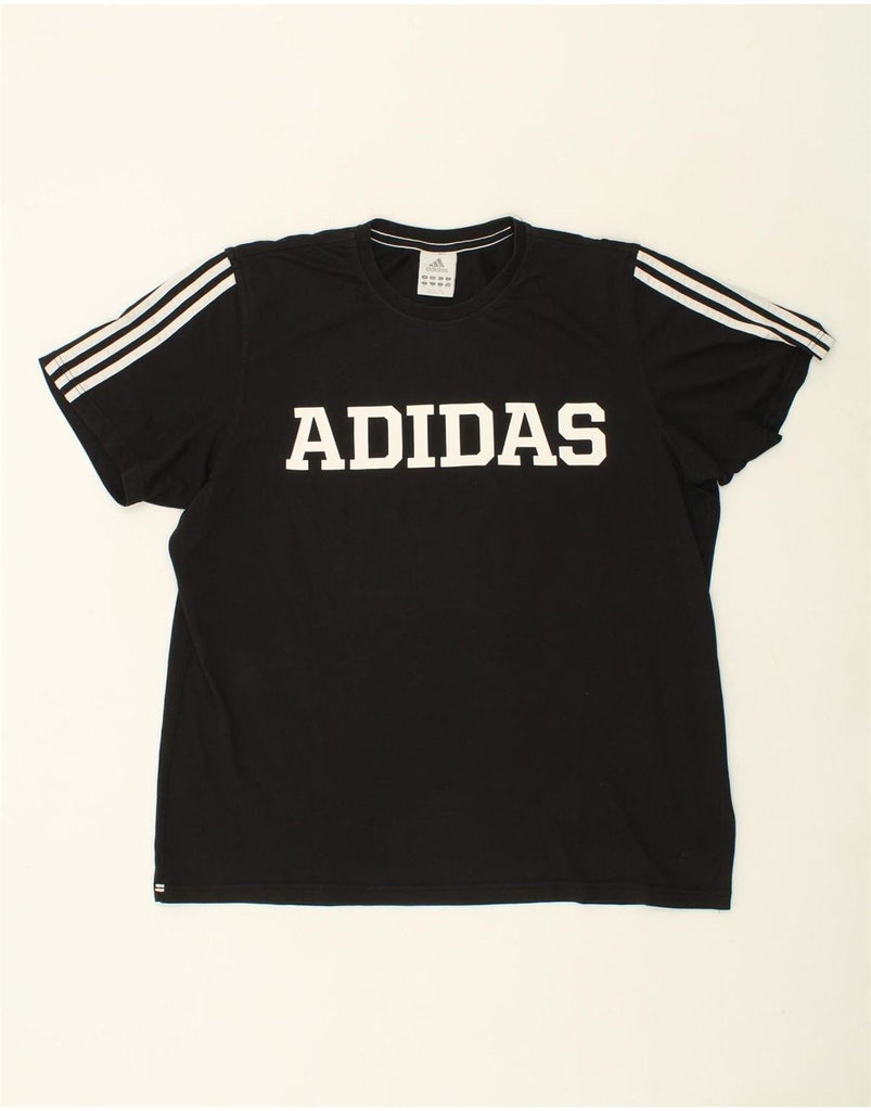 ADIDAS Mens Graphic T-Shirt Top XL Black Cotton Vintage Adidas and Second-Hand Adidas from Messina Hembry 