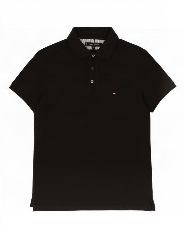 Tommy Hilfiger Mens Slim Fit Polo Shirt Small Black Cotton