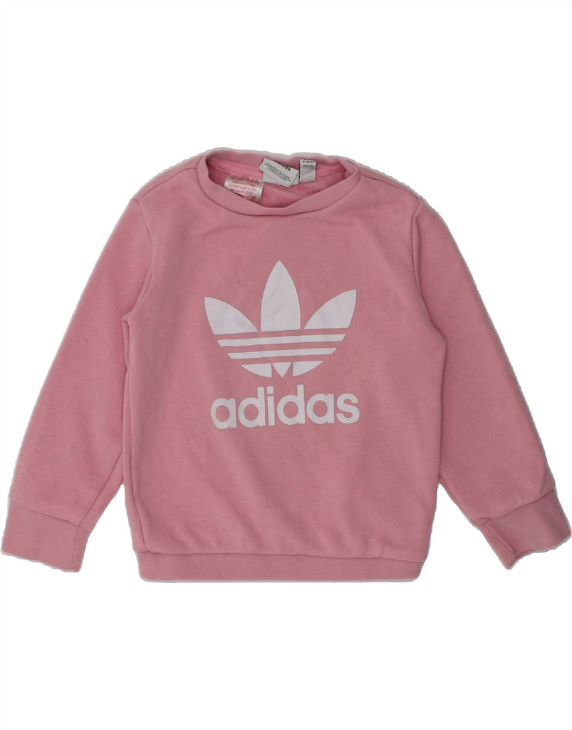 ADIDAS Baby Girls Graphic Sweatshirt Jumper 18-24 Months Pink Cotton | Vintage Adidas | Thrift | Second-Hand Adidas | Used Clothing | Messina Hembry 