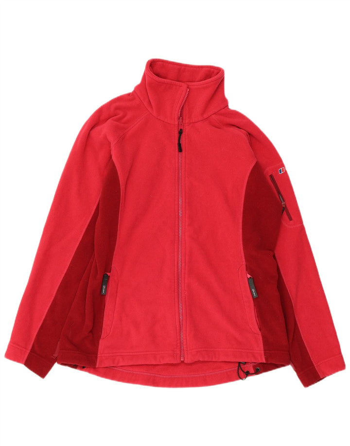 BERGHAUS Womens Fleece Jacket UK 12 Medium Red Colourblock Polyester